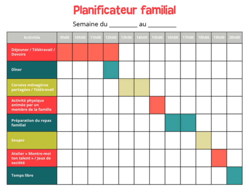 planificateur routine enfant ete